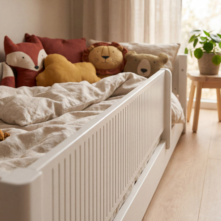 Flexa. Montessori bed 90x200cm F.Wht. w/ Grooves front rail