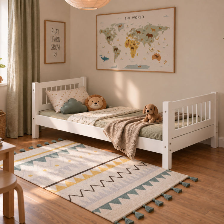 Single bed F.Wht. MDF  200x90  Legs F.Wht.