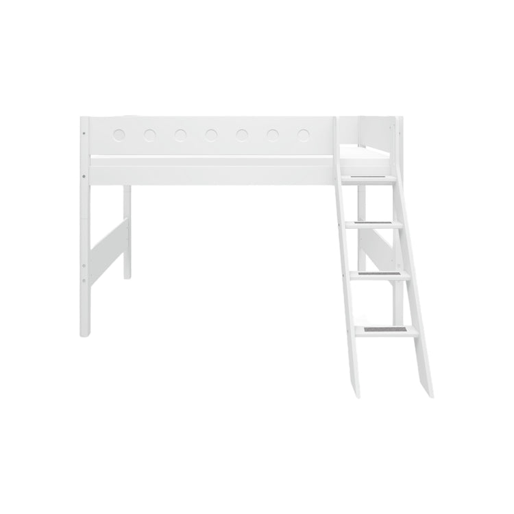 Flexa. Κρεβάτι ημίψηλο White με κεκλιμένη σκάλα. Λευκό
