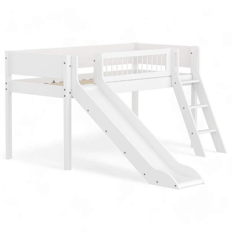 Flexa. Mid-high bed with slanting ladder and slide