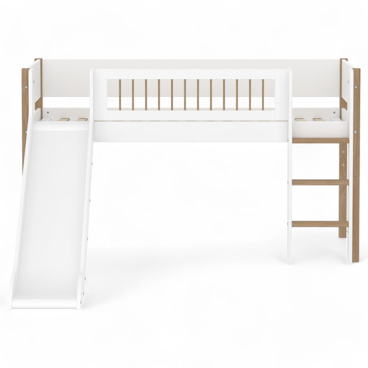 Flexa. Midslp. with Slide F.Wht. 200x90 Legs Crossbars Oak Str.Ladder