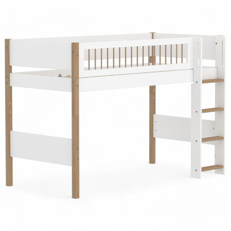 Flexa. Semi-highsleeper 200x90 Legs Crossbars Oak Str.Ladder