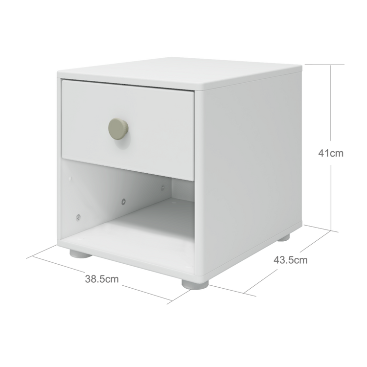Chest 1 drw.  F.Wht. + N.green knob   38,5x43,5x41