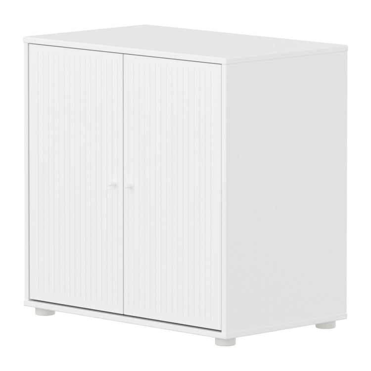 SAGA Cupboard, 2 doors, white with grooves, white knobs