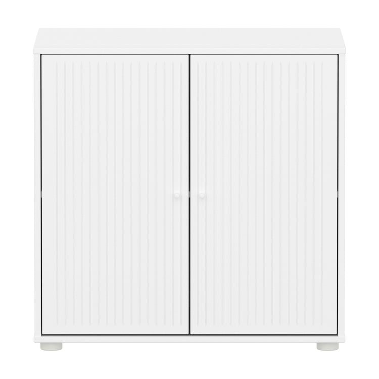 SAGA Cupboard, 2 doors, white with grooves, white knobs