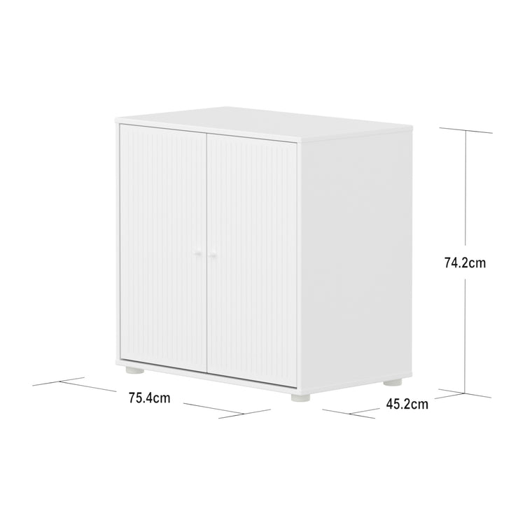 SAGA Cupboard, 2 doors, white with grooves, white knobs