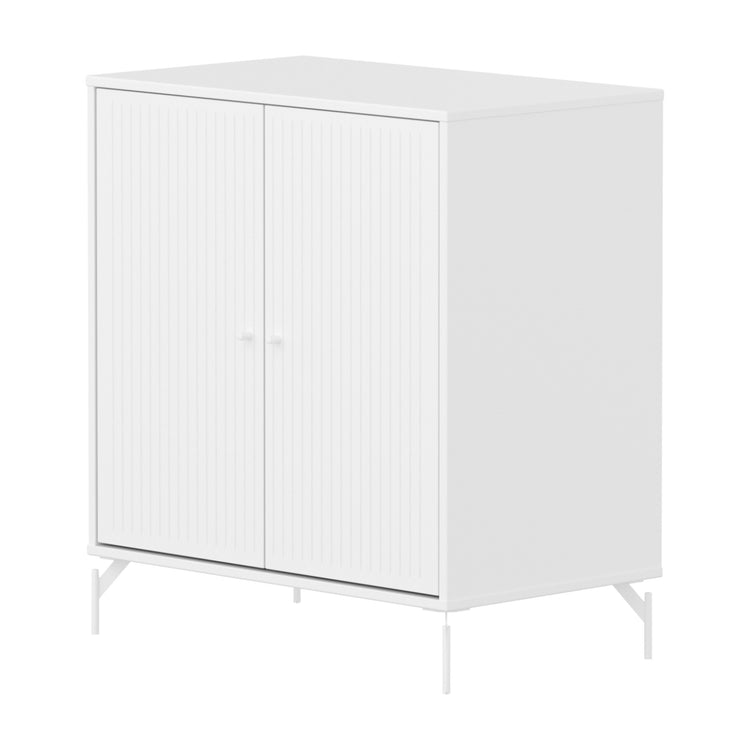 SAGA Cupboard, 2 doors, white with grooves, white legs and knobs
