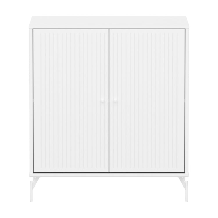 SAGA Cupboard, 2 doors, white with grooves, white legs and knobs