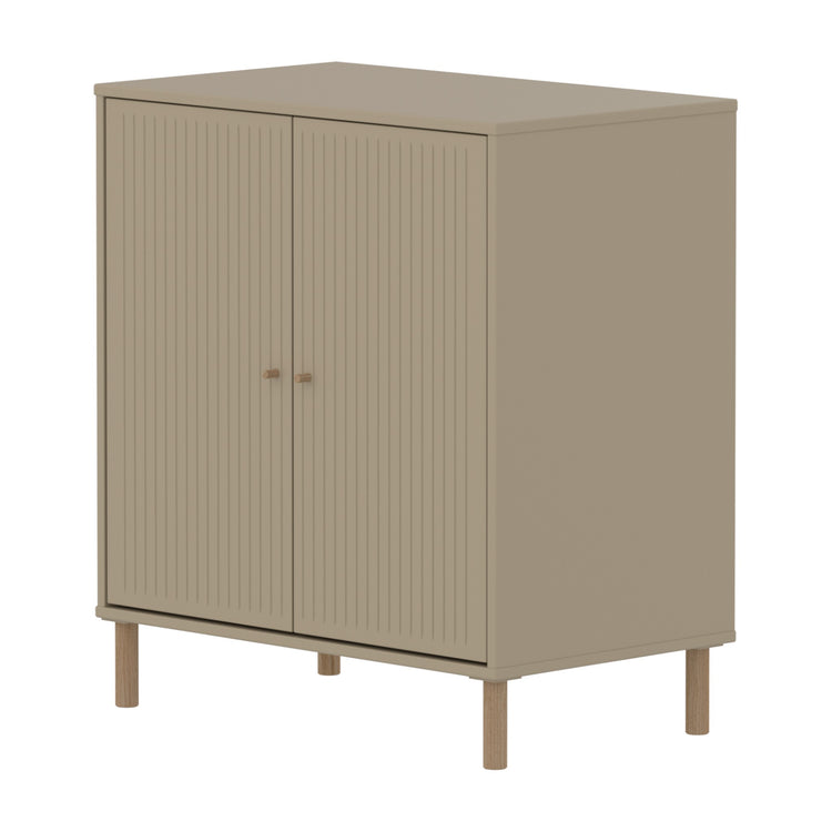 SAGA Cupboard, 2 doors, oat with grooves, oak legs and knobs