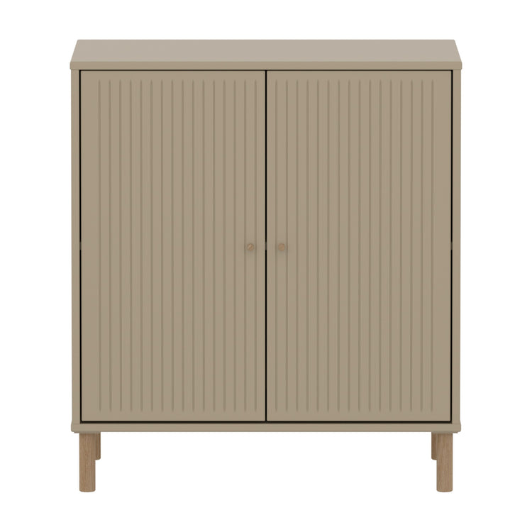 SAGA Cupboard, 2 doors, oat with grooves, oak legs and knobs