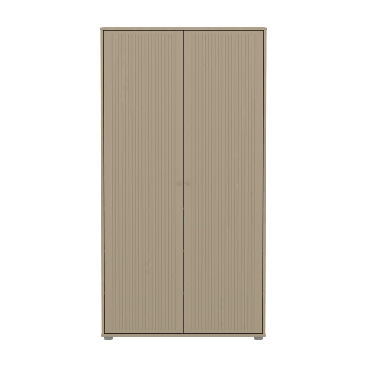 SAGA Wardrobe, 2 doors, oat with grooves, oat knobs