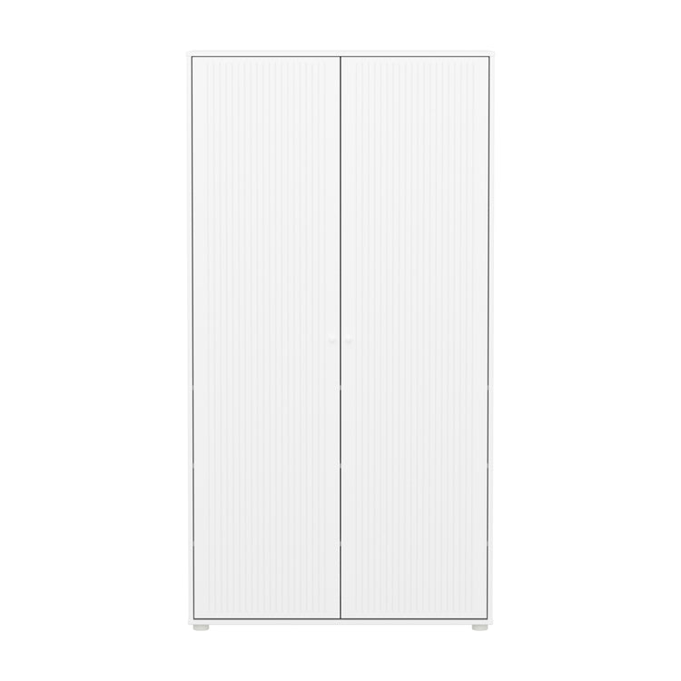 SAGA Wardrobe, 2 doors, white with grooves, white knobs