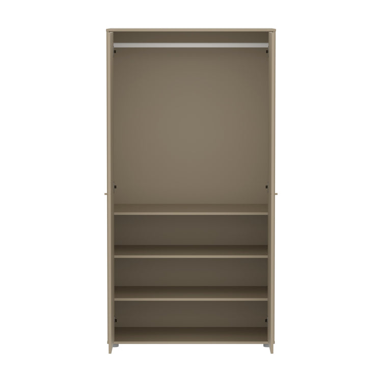 SAGA Wardrobe, 2 doors, oat with grooves, oak knobs