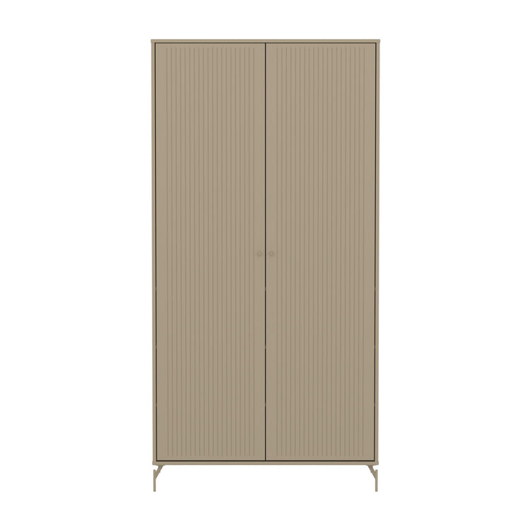 SAGA Wardrobe, 2 doors, oat with grooves, oat legs and knobs