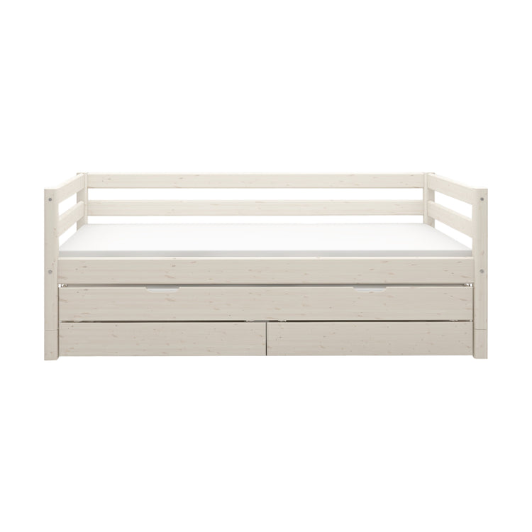 Flexa. Classic bed with trundle pullout bed - 210cm - White washed