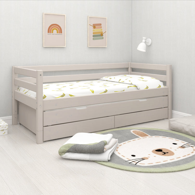 Flexa. Classic bed with trundle pullout bed - 210cm - Grey washed
