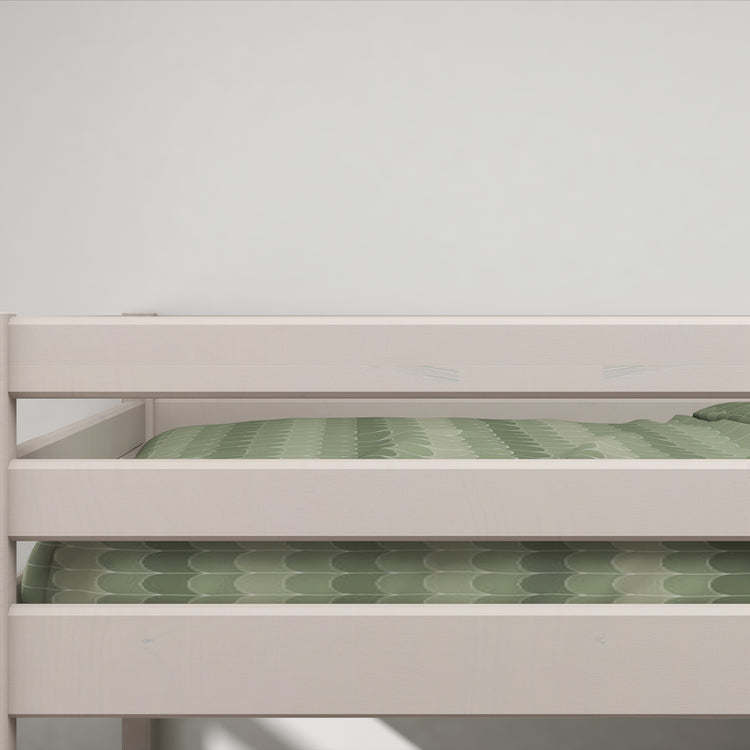 Flexa. Classic bunk bed with straight ladder and two drawers -210cm - Grey washed