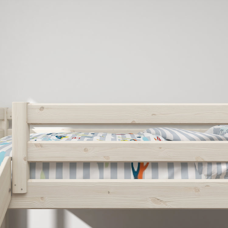 Flexa. Classic mid-high bed with straight ladder and a slide - 210cm - White washed