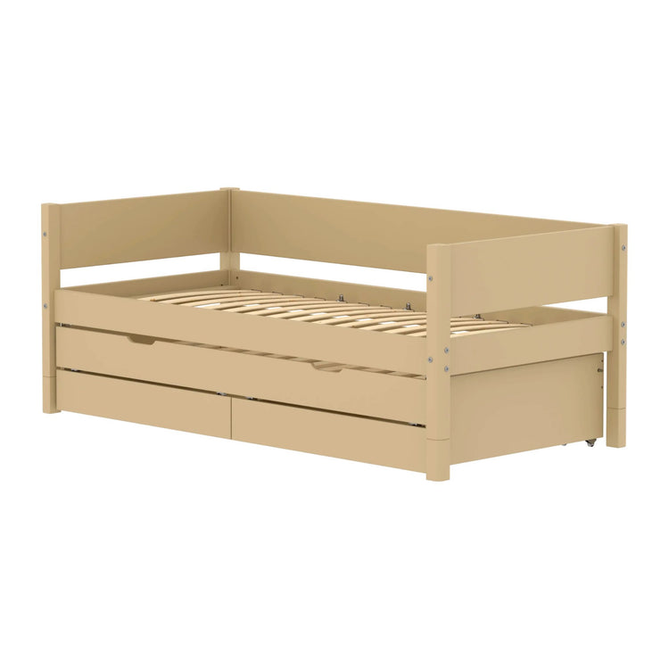 Flexa. White Sand bed with trundle pullout bed - 210cm - Sand