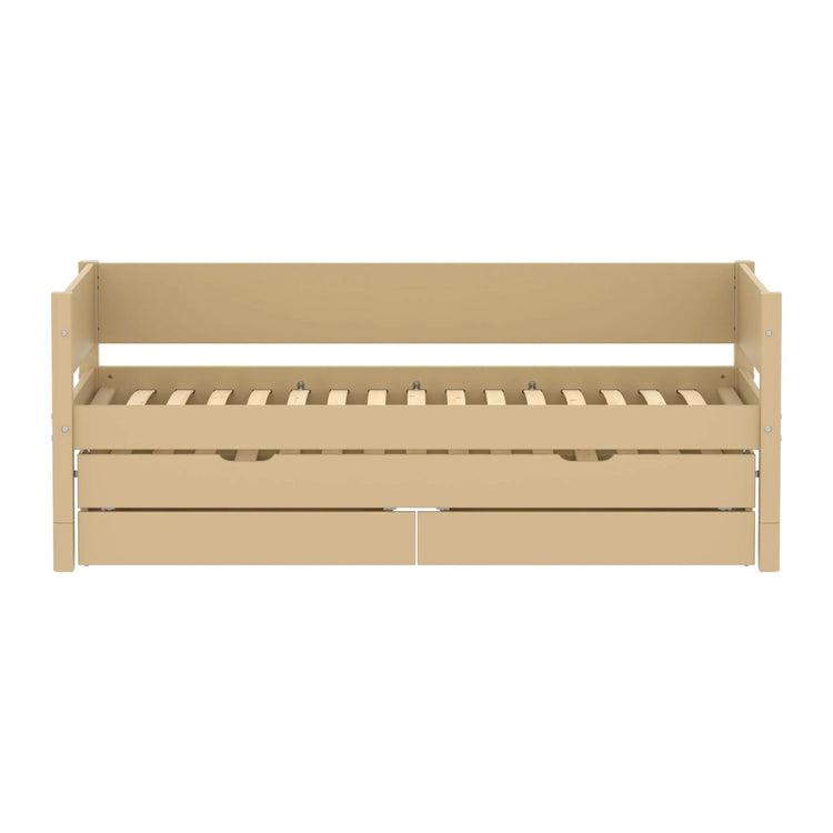 Flexa. White Sand bed with trundle pullout bed - 210cm - Sand