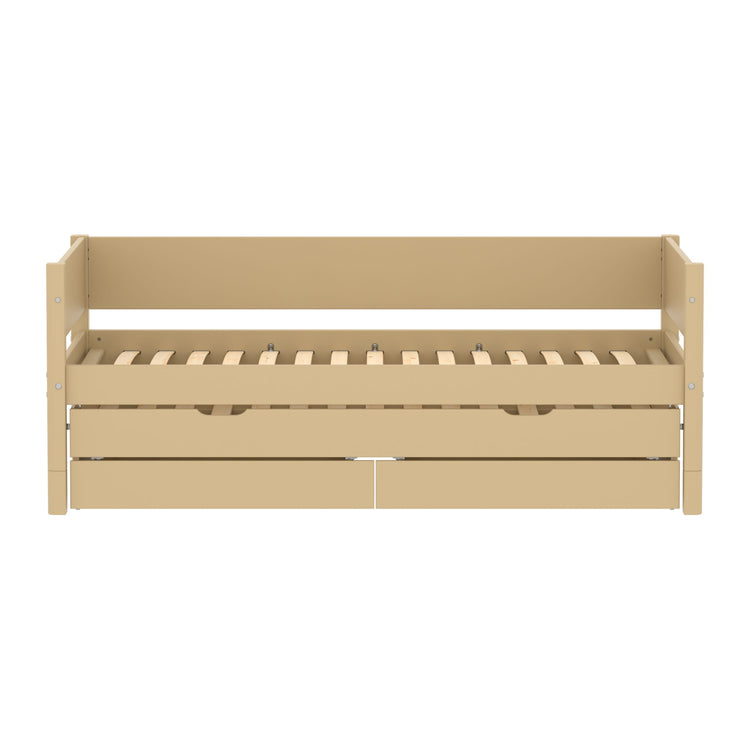 Flexa. White Sand bed with trundle pullout bed - 210cm - Sand