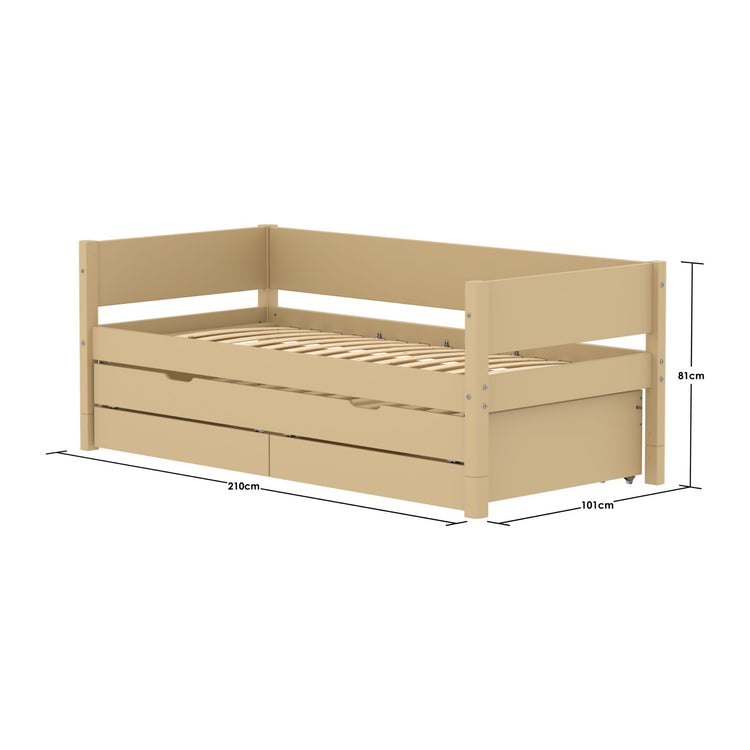 Flexa. White Sand bed with trundle pullout bed - 210cm - Sand