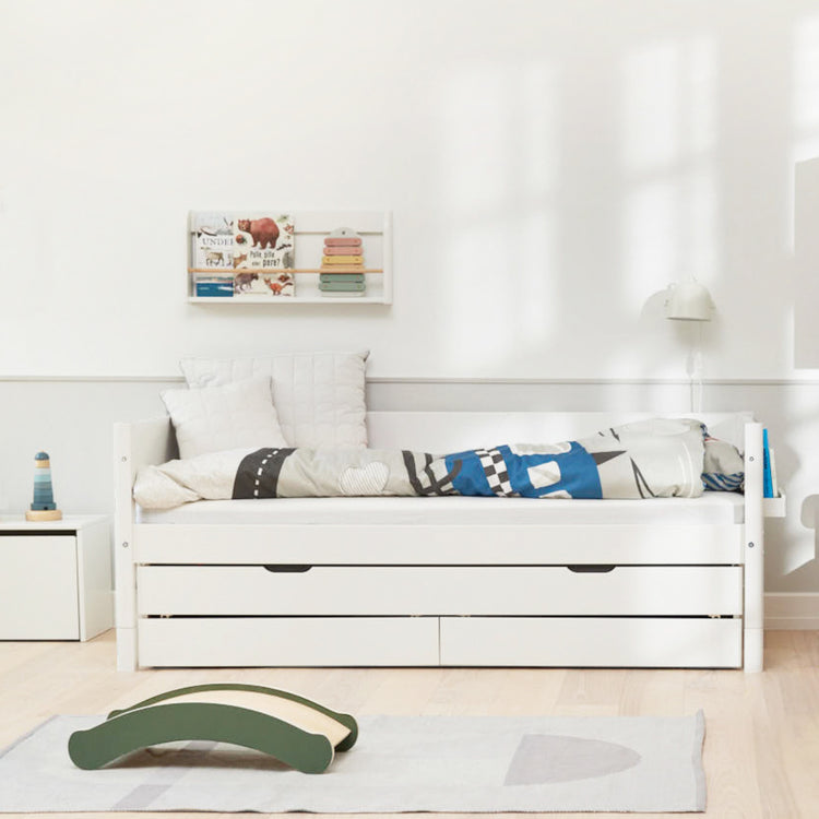 Flexa. White bed with trundle pullout bed - 210cm - White