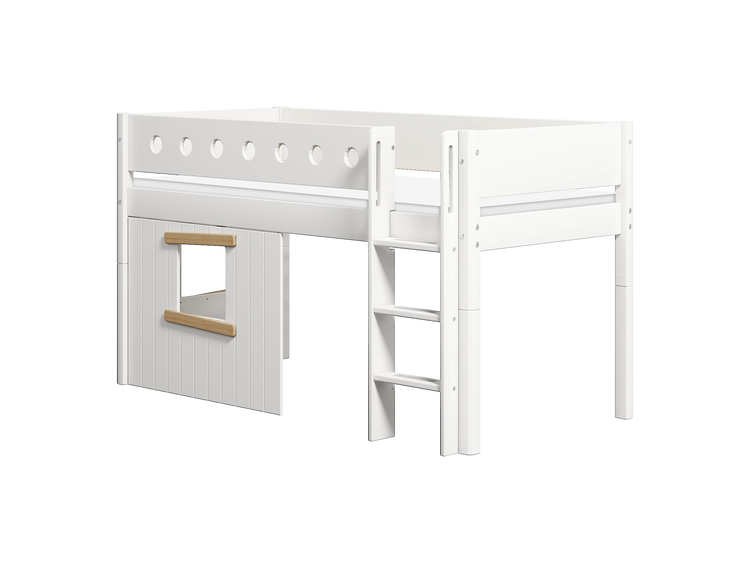 Flexa. Mid sleeper WHITE 200x90 Str. ladder & Tree hut White window
