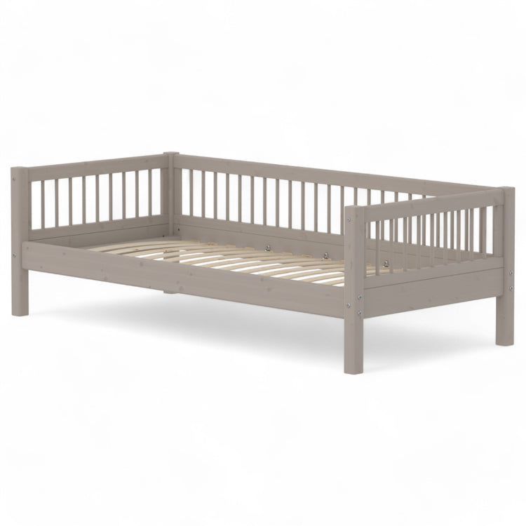 Flexa. Single Bed with Safety Rail, 90x200 cm, Grey