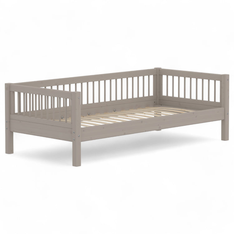 Flexa. Single Bed with Safety Rail, 90x200 cm, Grey