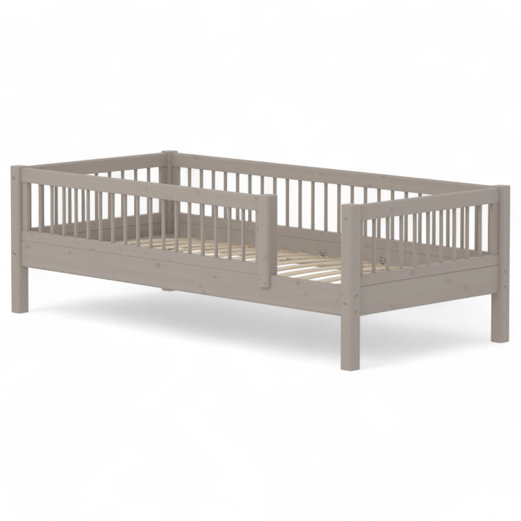 Flexa. Single Bed with Safety Rails, 90x200 cm, Grey