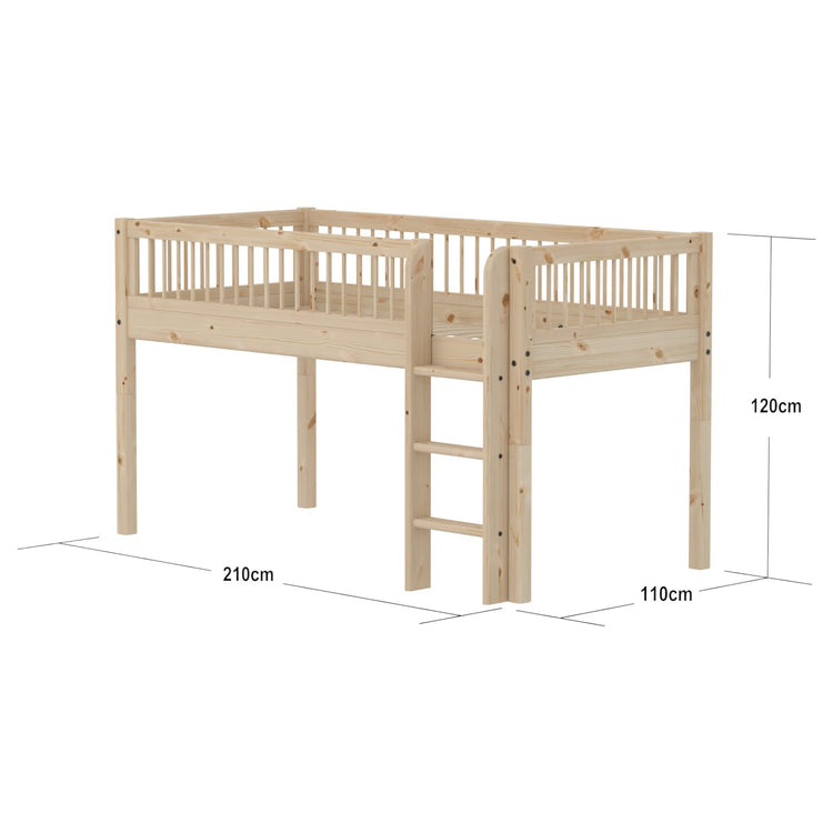 Flexa. Mid-high bed w. straight ladder