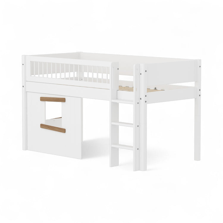 Flexa. Mid sleeper WHITE Crossbar Str. ladder & Tree hut Oak window