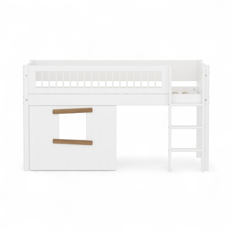 Flexa. Mid sleeper WHITE Crossbar Str. ladder & Tree hut Oak window