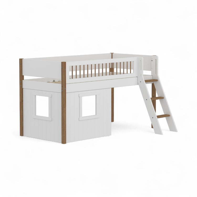 Flexa. Mid sleeper NOR Crossbars Sl. ladder & Tree hut Wht window