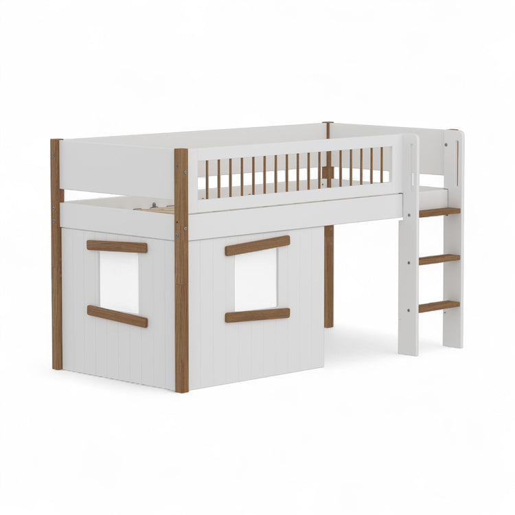 Flexa. Mid sleeper NOR Crossbars Str. ladder & Tree hut Oak window