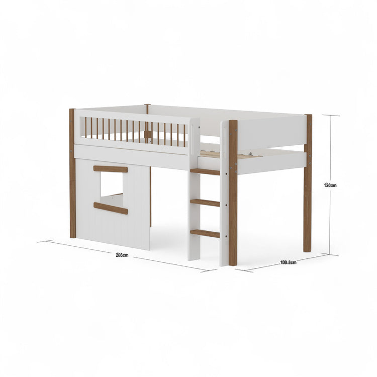 Flexa. Mid sleeper NOR Crossbars Str. ladder & Tree hut Oak window