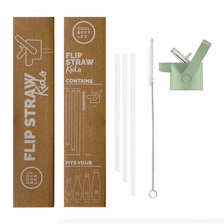 COOL BOTTLES. Kids Cap - Flip Straw - 260ml / 350ml / 500ml - Green