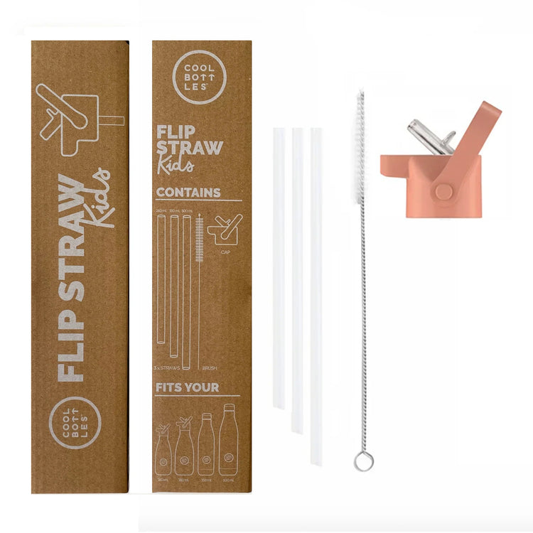 COOL BOTTLES. Kids Cap - Flip Straw - 260ml / 350ml / 500ml - Coral