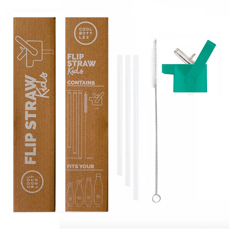 COOL BOTTLES. Kids Cap - Flip Straw - 260ml / 350ml / 500ml - Teal