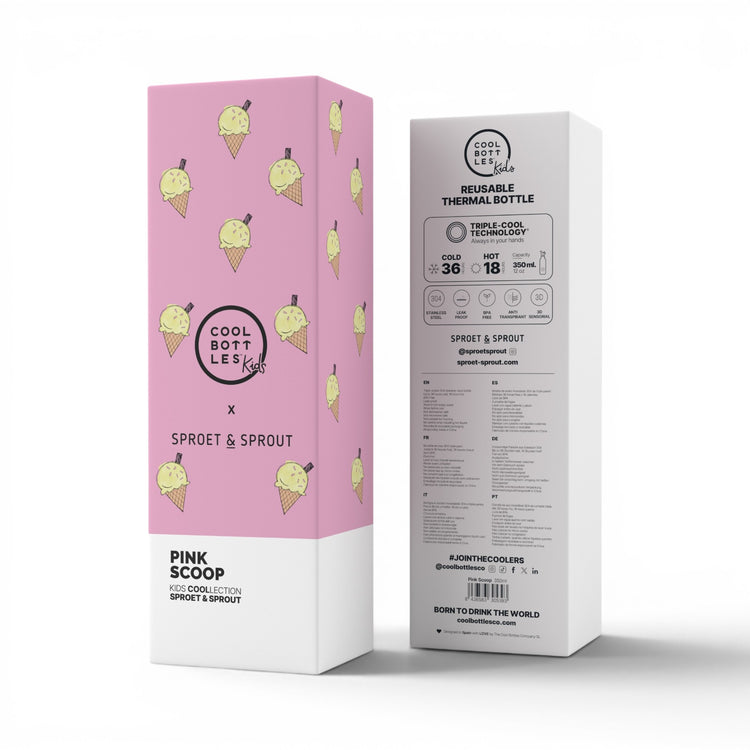 COOL BOTTLES. Kids water bottle Pink Scoop 350ml