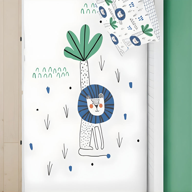 COZYKIDS. Σετ κλινοσκέπασμα + σεντόνι με λάστιχο (ενωμένα με φερμουάρ) Λιοντάρι 90x200