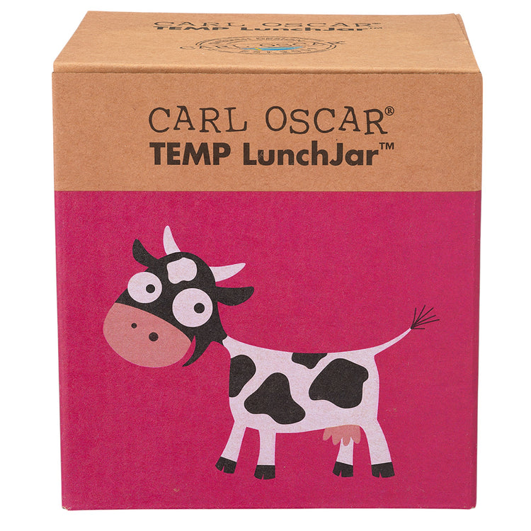 CARL OSCAR. TEMP LunchJar with cutlery 500ml Cow - Purple