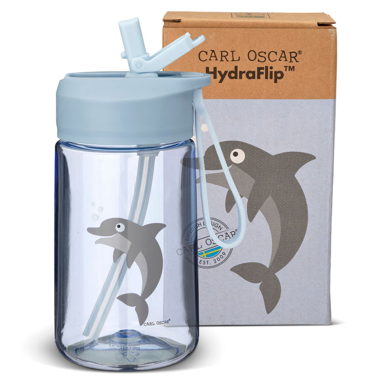 CARL OSCAR. Παιδικό μπουκάλι 400ml HydraFlip Δελφίνι - Μπλε