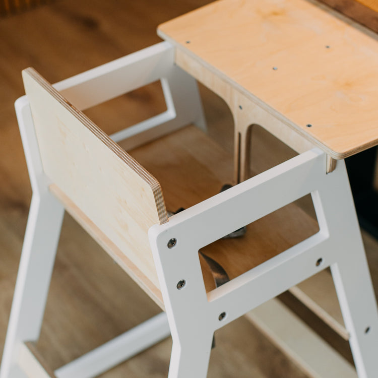 Duck Woodworks. Ψηλό παιδικό καρεκλάκι φαγητού - λευκό