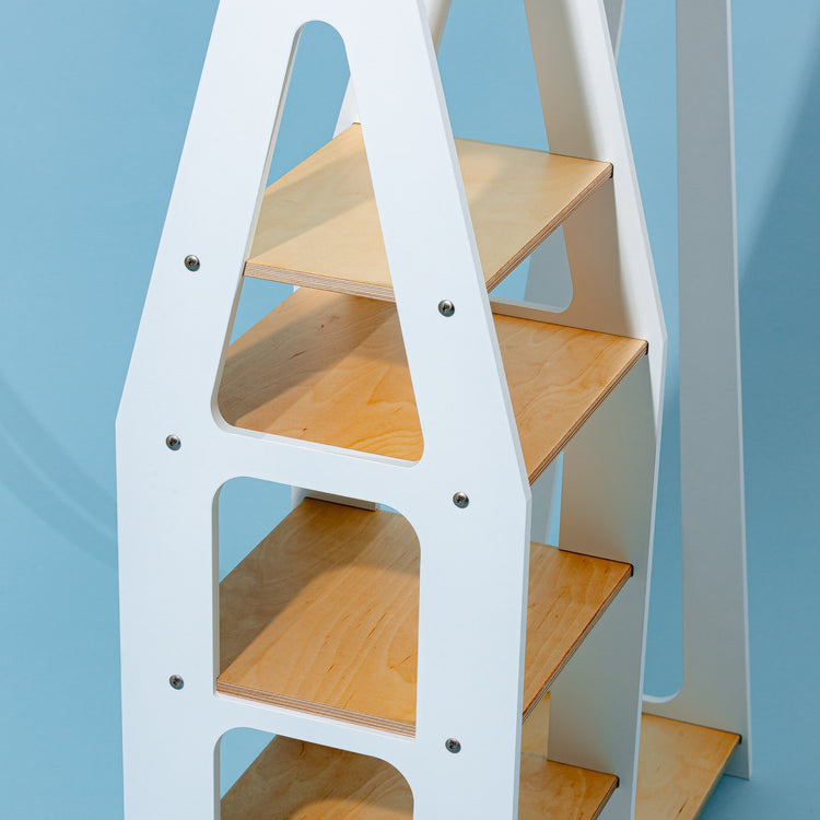Duck Woodworks. Clothing rack with shelves on the side white