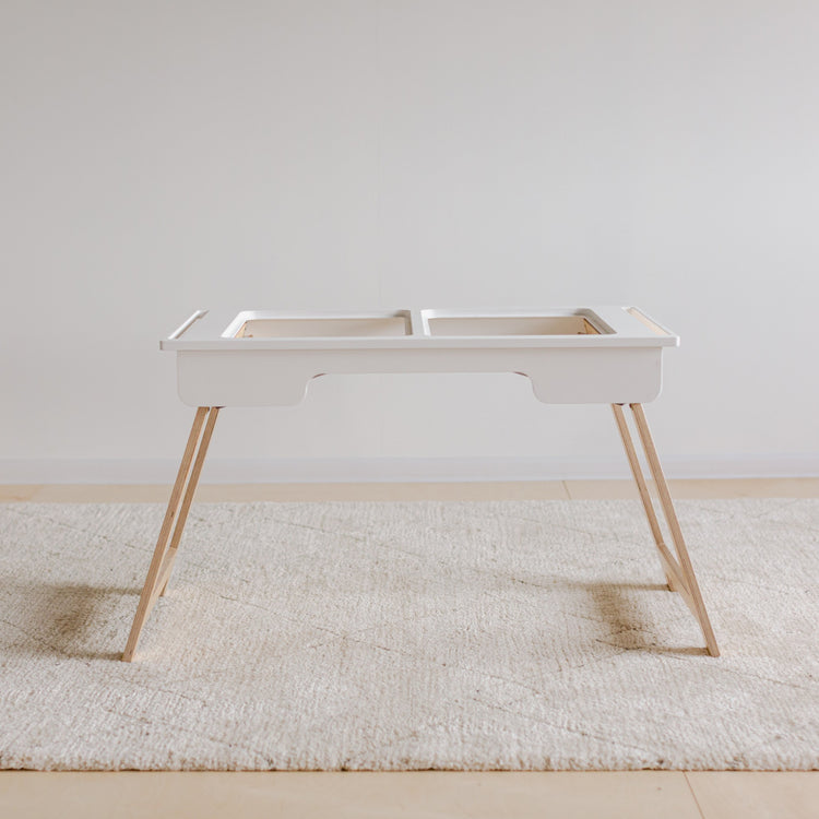Duck Woodworks. Montessori sensory table with 2 boxes white