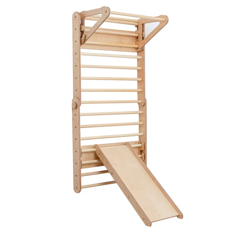 Duck Woodworks. Σετ αναρρίχησης τοίχου - τρίγωνο αναρρίχησης με τσουλήθρα - φυσικό