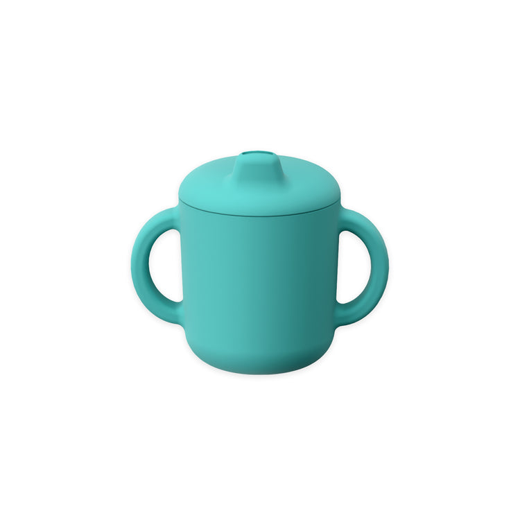 EKOBO. Bambino Silicone Sippy Cup with handles - Lagoon