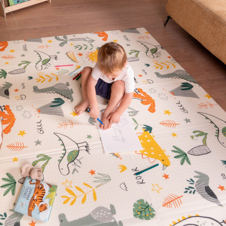 FAMILY NATION. Foldable Montessori Play Mat 2-in-1 - Dino Friends